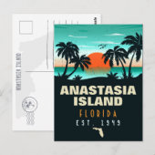Anastasia Island Florida Retro Sunset Souvenirs Briefkaart (Voorkant / Achterkant)