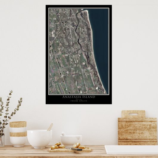 Anastasia Island Florida van Space Satellite Map Poster (Keuken)