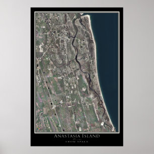 Anastasia Island Florida van Space Satellite Map Poster