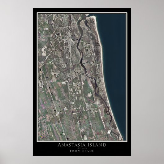 Anastasia Island Florida van Space Satellite Map Poster (Voorkant)