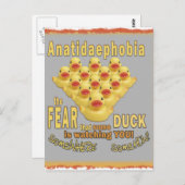 ANATIDAEPHOBIA - VREES VOOR EENDEN!  Rubber Eend Briefkaart (Voorkant / Achterkant)