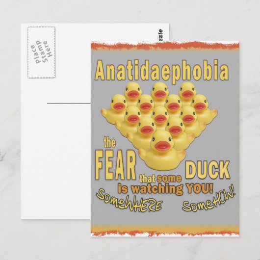 ANATIDAEPHOBIA - VREES VOOR EENDEN!  Rubber Eend Briefkaart (Voorkant / Achterkant)