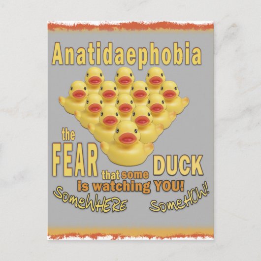 ANATIDAEPHOBIA - VREES VOOR EENDEN!  Rubber Eend Briefkaart (Voorkant)