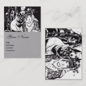 ANATOLIAANSE MEISJES Tekening zwart wit grijs papi Visitekaartje (Voorkant / Achterkant)
