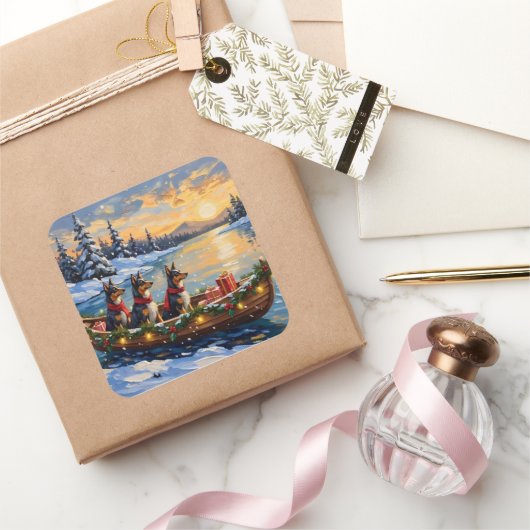 Anatolian Shepherd Christmas Boat Holiday Vierkante Sticker (Geschenken)