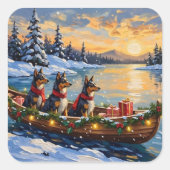 Anatolian Shepherd Christmas Boat Holiday Vierkante Sticker (Voorkant)