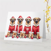 Anatolian Shepherd Christmas Dress Santa Hat Kaart (Gele Bloem)