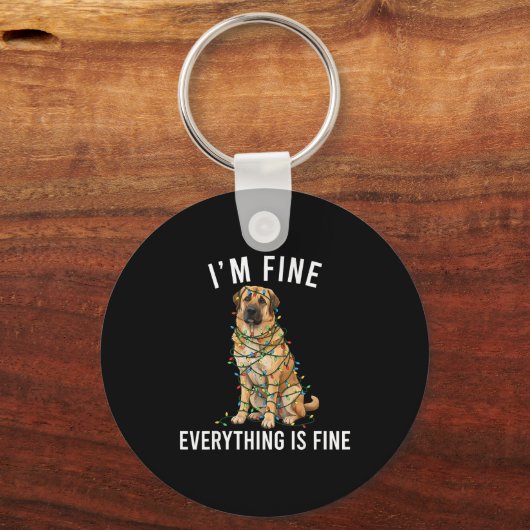 Anatolian Shepherd Christmas I'm Fine Everything I Sleutelhanger (Voorkant)