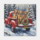 Anatolian Shepherd Dog Christmas Red Truck Holiday Magneet (Voorkant)
