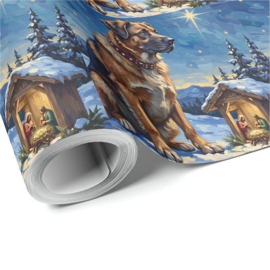 Anatolian Shepherd Dog Guarding Nativity Scene Cadeaupapier (Rol Hoek)
