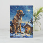 Anatolian Shepherd Dog Guarding Nativity Scene Feestdagenkaart (Staand voorkant)