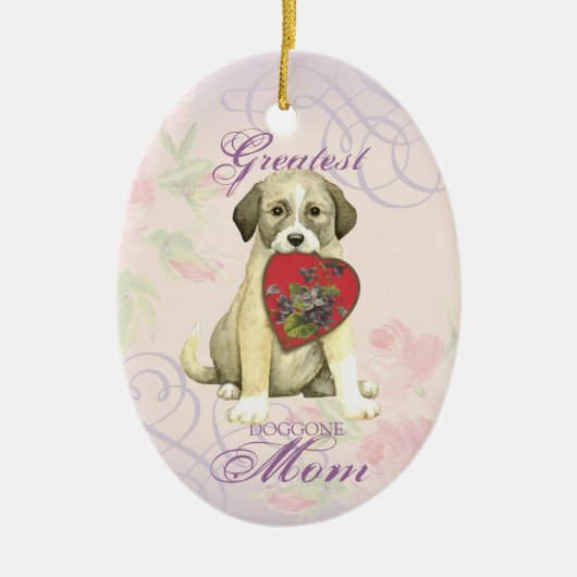 Anatolian Shepherd Dog Heart Mam Keramisch Ornamen Keramisch Ornament (Voorkant)