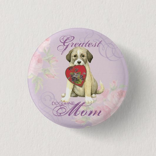 Anatolian Shepherd Dog Heart Mama Ronde Button 3,2 Cm (Voorkant)