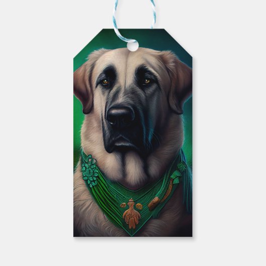 Anatolian Shepherd dog in St. Patrick's Day Dress Cadeaulabel (Achterkant)