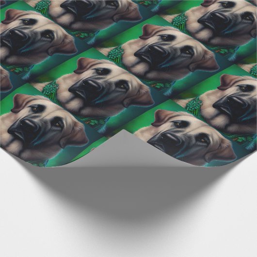 Anatolian Shepherd dog in St. Patrick's Day Dress Cadeaupapier (Hoek)