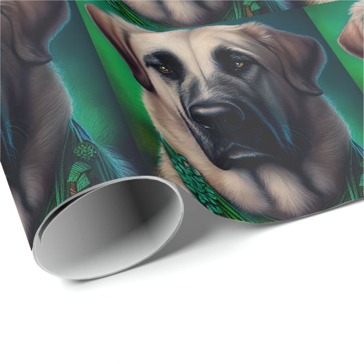 Anatolian Shepherd dog in St. Patrick's Day Dress Cadeaupapier (Rol Hoek)