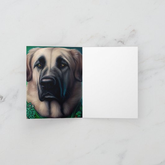 Anatolian Shepherd dog in St. Patrick's Day Dress Kaart (Binnen)