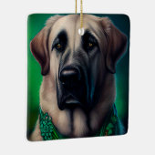 Anatolian Shepherd dog in St. Patrick's Day Dress Keramisch Ornament (Rechts)