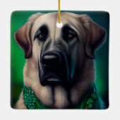 Anatolian Shepherd dog in St. Patrick's Day Dress Keramisch Ornament (Achterkant)