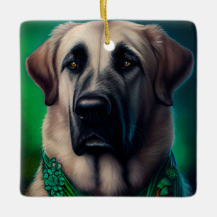 Anatolian Shepherd dog in St. Patrick's Day Dress Keramisch Ornament