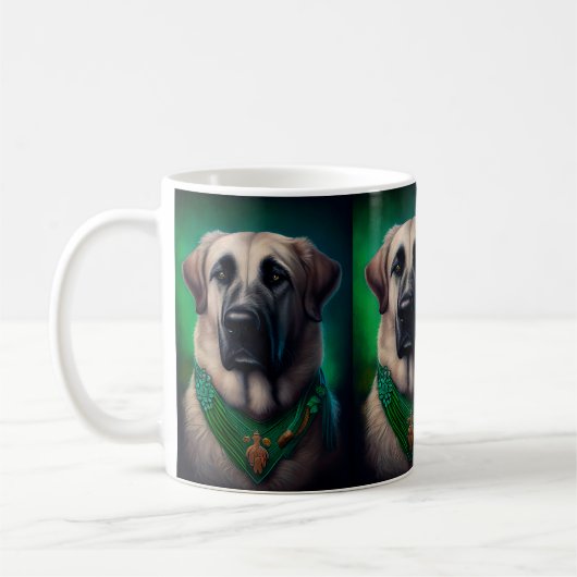 Anatolian Shepherd dog in St. Patrick's Day Dress Koffiemok (Links)