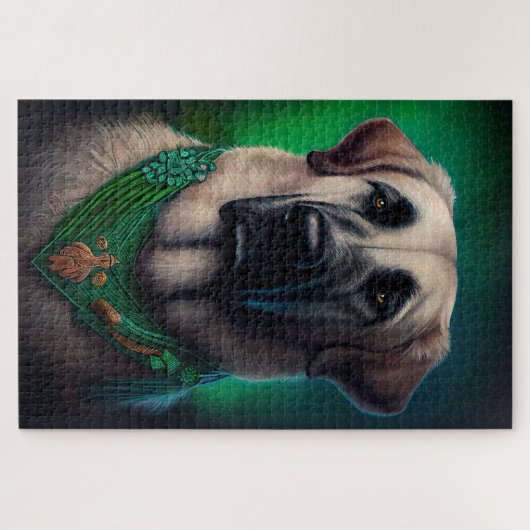 Anatolian Shepherd dog in St. Patrick's Day Dress Legpuzzel (Horizontaal)