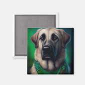 Anatolian Shepherd dog in St. Patrick's Day Dress Magneet (Voorkant / Achterkant)