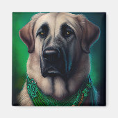 Anatolian Shepherd dog in St. Patrick's Day Dress Magneet (Voorkant)
