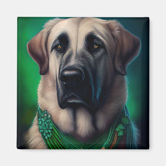 Anatolian Shepherd dog in St. Patrick's Day Dress Magneet (Voorkant)