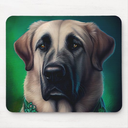 Anatolian Shepherd dog in St. Patrick's Day Dress Muismat (Voorkant)