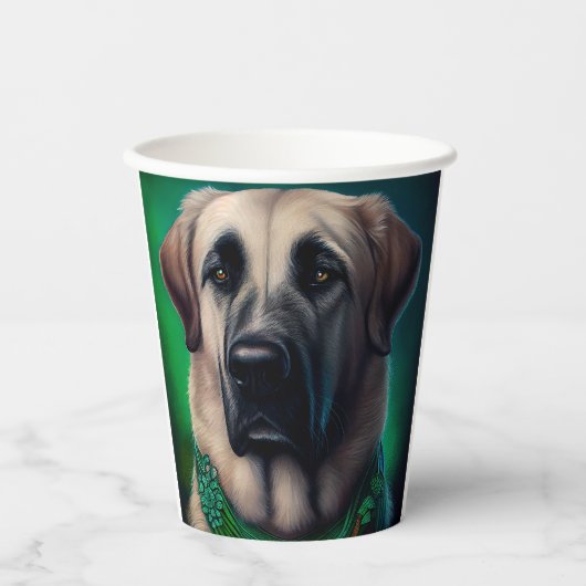 Anatolian Shepherd dog in St. Patrick's Day Dress Papieren Bekers (Voorkant)