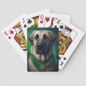Anatolian Shepherd dog in St. Patrick's Day Dress Pokerkaarten (Achterkant)