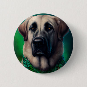 Anatolian Shepherd dog in St. Patrick's Day Dress Ronde Button 5,7 Cm