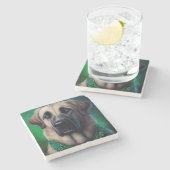 Anatolian Shepherd dog in St. Patrick's Day Dress Stenen Onderzetter (Zijkant)