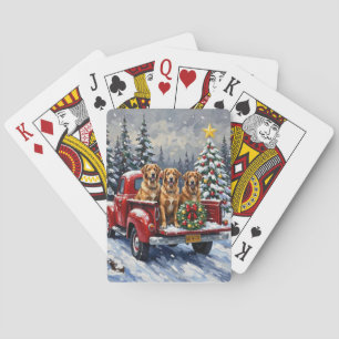 Anatolian Shepherd Dog Kerstmis Rode Truck Vakanti Pokerkaarten