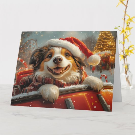 Anatolian Shepherd Dog Roller Coaster Kerstmis Kaart (Gele Bloem)