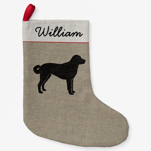Anatolian Shepherd Dog Silhouette Personalized Kleine Kerstsok (Voorkant)