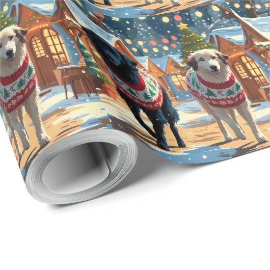 Anatolian Shepherd Dogs Christmas Snow Holiday Cadeaupapier (Rol Hoek)