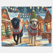 Anatolian Shepherd Dogs Christmas Snow Holiday Fleece Deken (Voorkant (Horizontaal))
