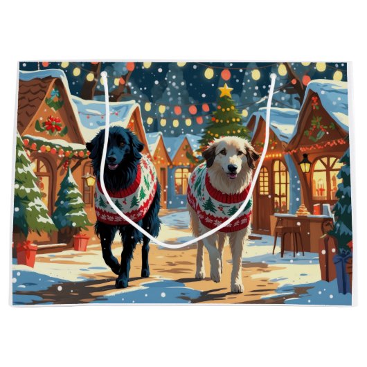 Anatolian Shepherd Dogs Christmas Snow Holiday Groot Cadeauzakje (Voorkant)