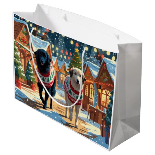 Anatolian Shepherd Dogs Christmas Snow Holiday Groot Cadeauzakje (Achterkant Gekanteld)