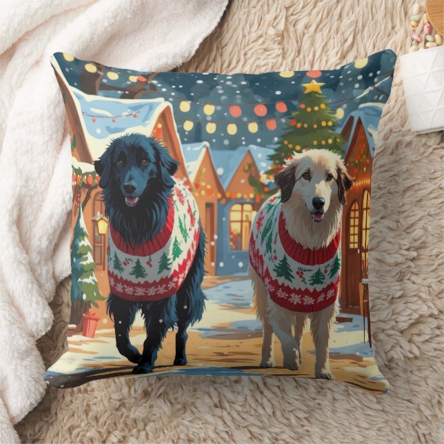 Anatolian Shepherd Dogs Christmas Snow Holiday Kussen (Deken)