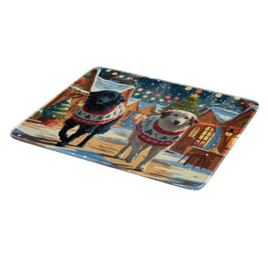 Anatolian Shepherd Dogs Christmas Snow Holiday Snijplank (Hoek)
