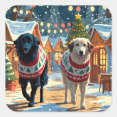 Anatolian Shepherd Dogs Christmas Snow Holiday Vierkante Sticker (Voorkant)