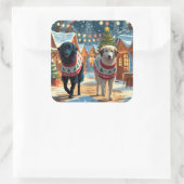 Anatolian Shepherd Dogs Christmas Snow Holiday Vierkante Sticker (Tas)