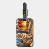 Anatolian Shepherd Fireplace with Christmas Lights Bagagelabel (Voorkant verticaal)