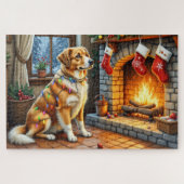 Anatolian Shepherd Fireplace with Christmas Lights Legpuzzel (Horizontaal)
