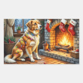 Anatolian Shepherd Fireplace with Christmas Lights Rechthoekige Sticker (Voorkant)
