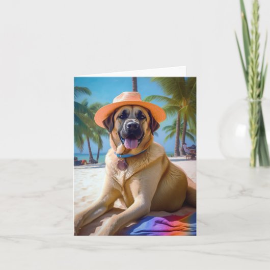 Anatolian Shepherd op Beach, hondenliefhebber zome Kaart (Voorkant)