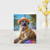 Anatolian Shepherd op Beach, hondenliefhebber zome Kaart (Gele Bloem)